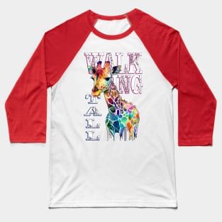 Walking Tall Colorful Giraffe Baseball T-Shirt